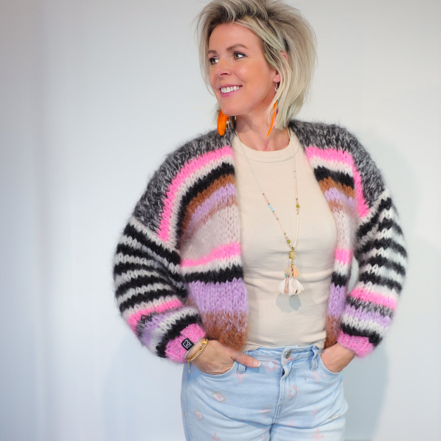 Knitting Kit – Short Chunky Mohair Cardigan Alex No.12 (ENG-NL-DE)