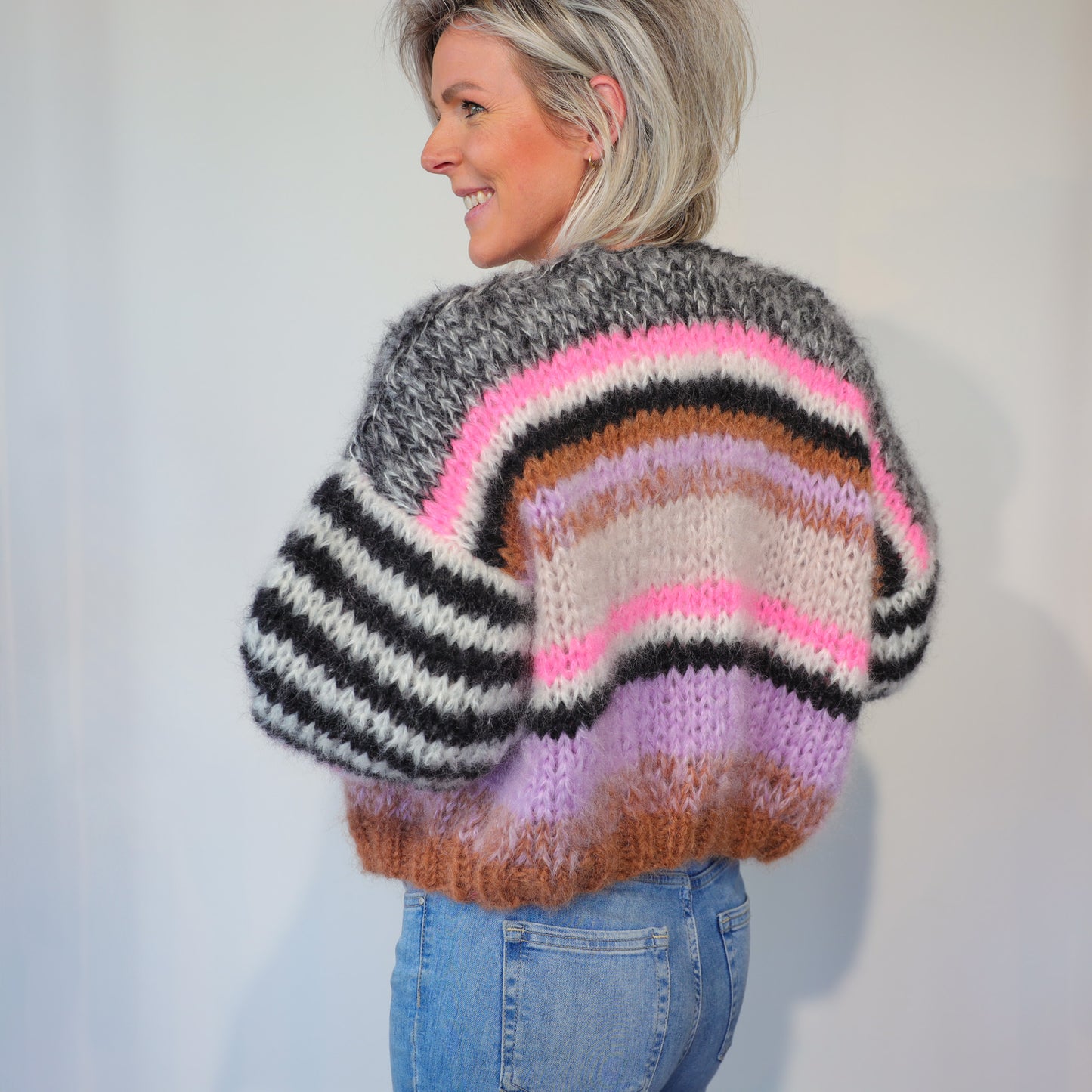 Knitting Kit – Short Chunky Mohair Cardigan Alex No.12 (ENG-NL-DE)