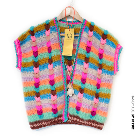 Kit de crochet - Chunky Mohair-merino gilet Heartbeat (ENG-NL-DE-FR)