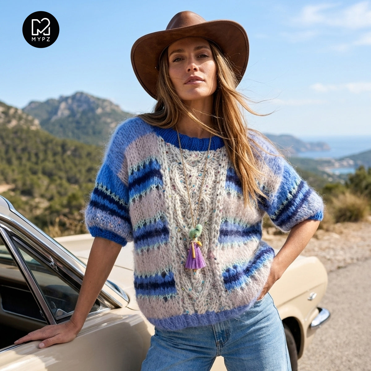 MYPZ Light Alpaca Mohair Top Cœur torsadé bleu n°10