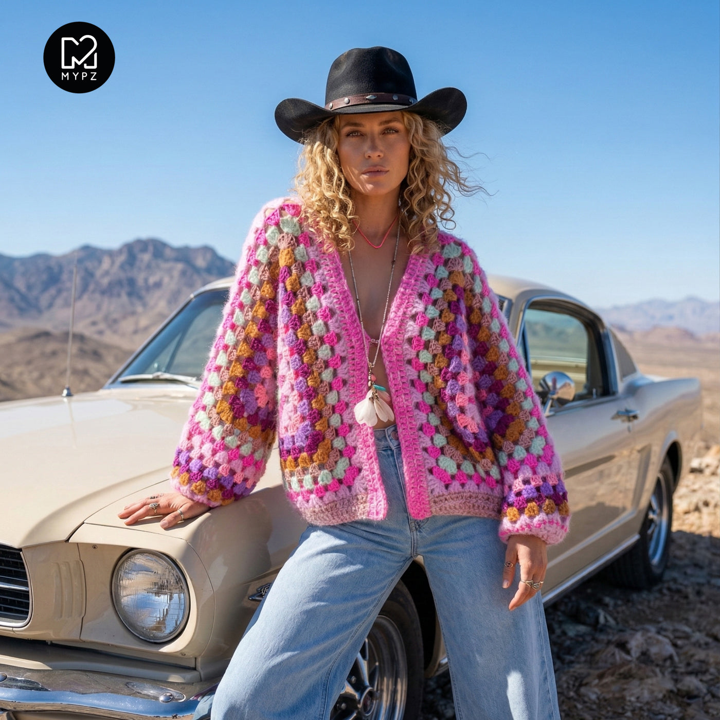Crochet pattern - MYPZ Hexagon Cardigan Violet Pop (ENG-NL-DE-FR-ES)