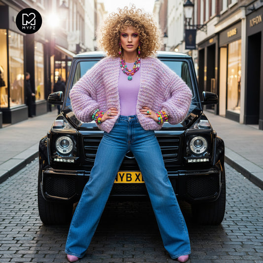 Knitting Kit – MYPZ Short Chunky Mohair-Merino Cardigan Confetti Nights No.15 (ENG-NL-DE)