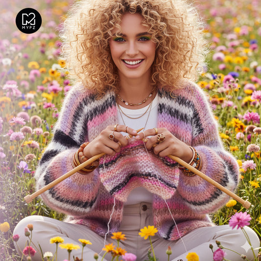 Knitting Kit – MYPZ Chunky Mohair Cardigan Funky Caramel No.15 (ENG-NL-DE)