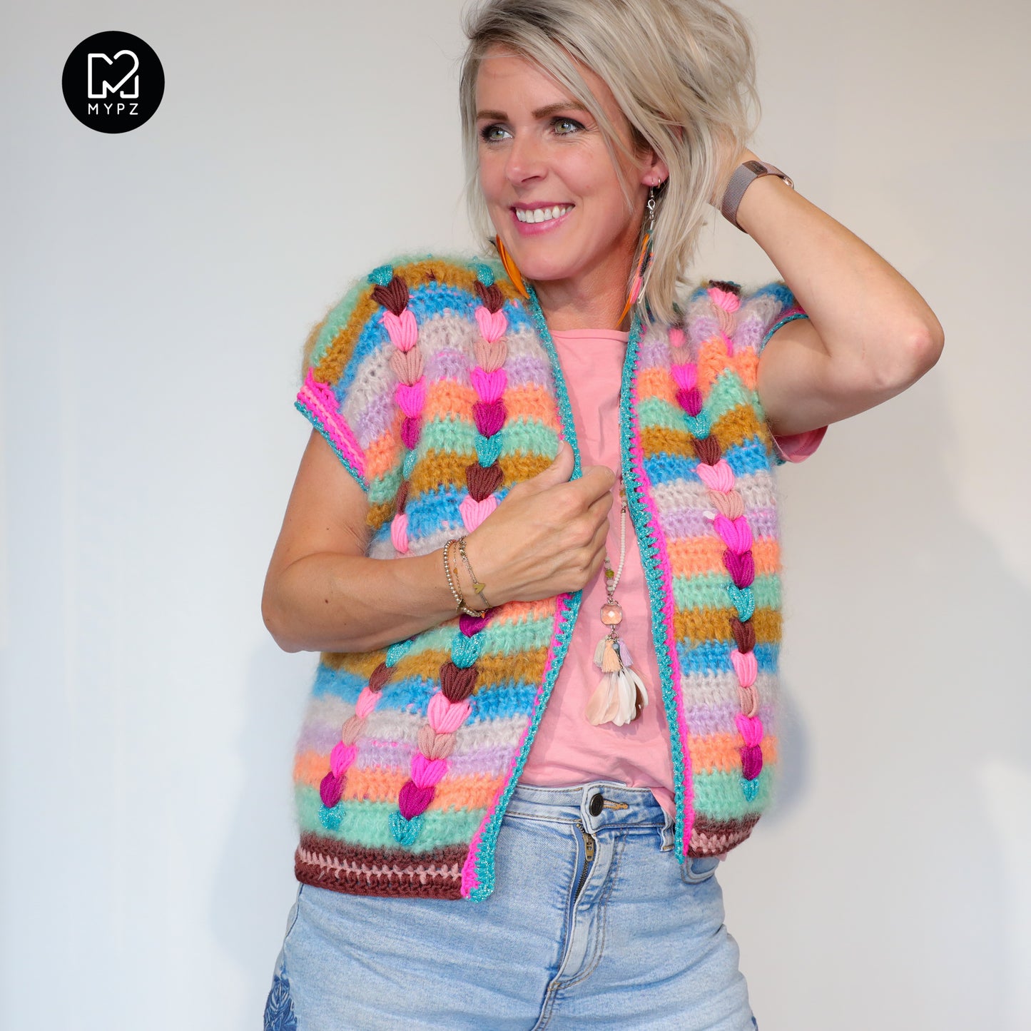 Patron de crochet - Chunky Mohair-merino Gilet Heartbeat (ENG-NL-DE-FR)