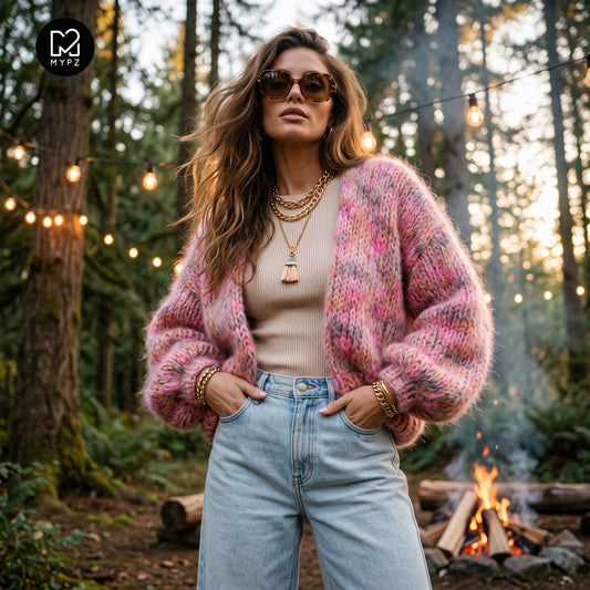 Modèle de tricot – Gilet court épais en alpaga-mohair MYPZ Pecan Dream n°15 (ENG-DE-NL-ES-FR-IT-DA-SV-NO)