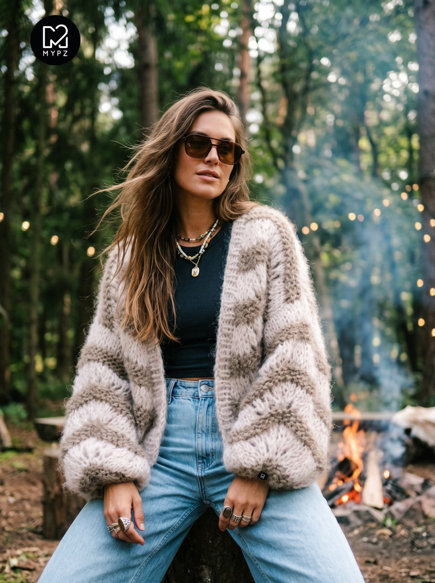 Patron de tricot - cardigan court en mohair épais Stonies Wave n°12 (ENG-DE-NL-ES-FR-IT-DA-SV-NO)