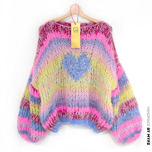 Kit de tricot - pull MYPZ court en alpaga-mohair épais Sunset Rave No15 (ENG-DE-NL-ES-FR-IT-DA-SV-NO)
