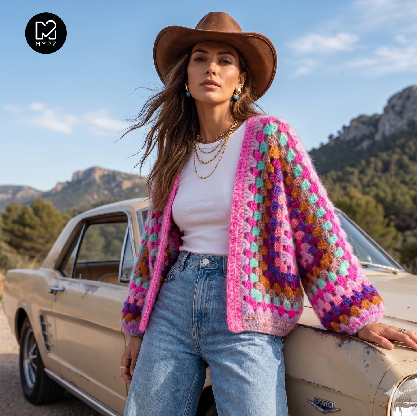 Kit de crochet - Cardigan hexagonal MYPZ Violet Pop (ENG-NL-DE-FR-ES)