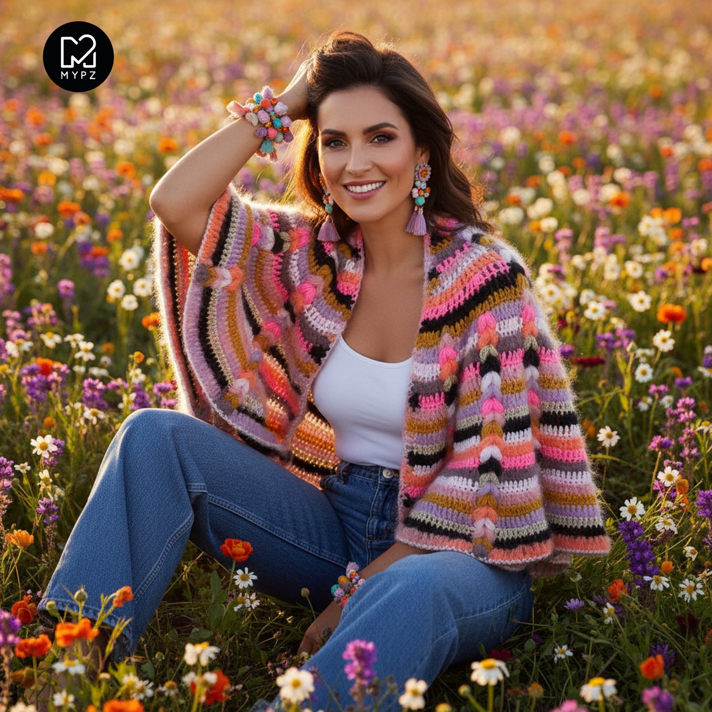 Kit de crochet - MYPZ châle bohème CROCHET ALONG (ENG-NL-DE-FR-ES)