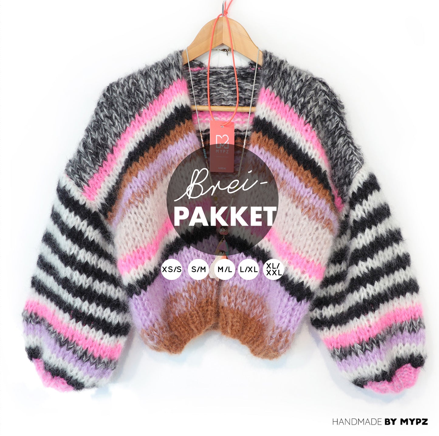 Knitting Kit – Short Chunky Mohair Cardigan Alex No.12 (ENG-NL-DE)