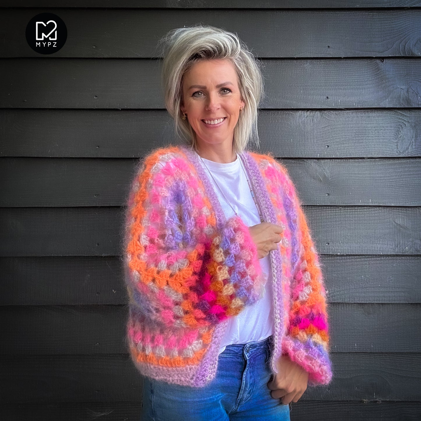 Modèle de crochet - Cardigan hexagone MYPZ Pink Vibes (ENG-NL-DE-FR)