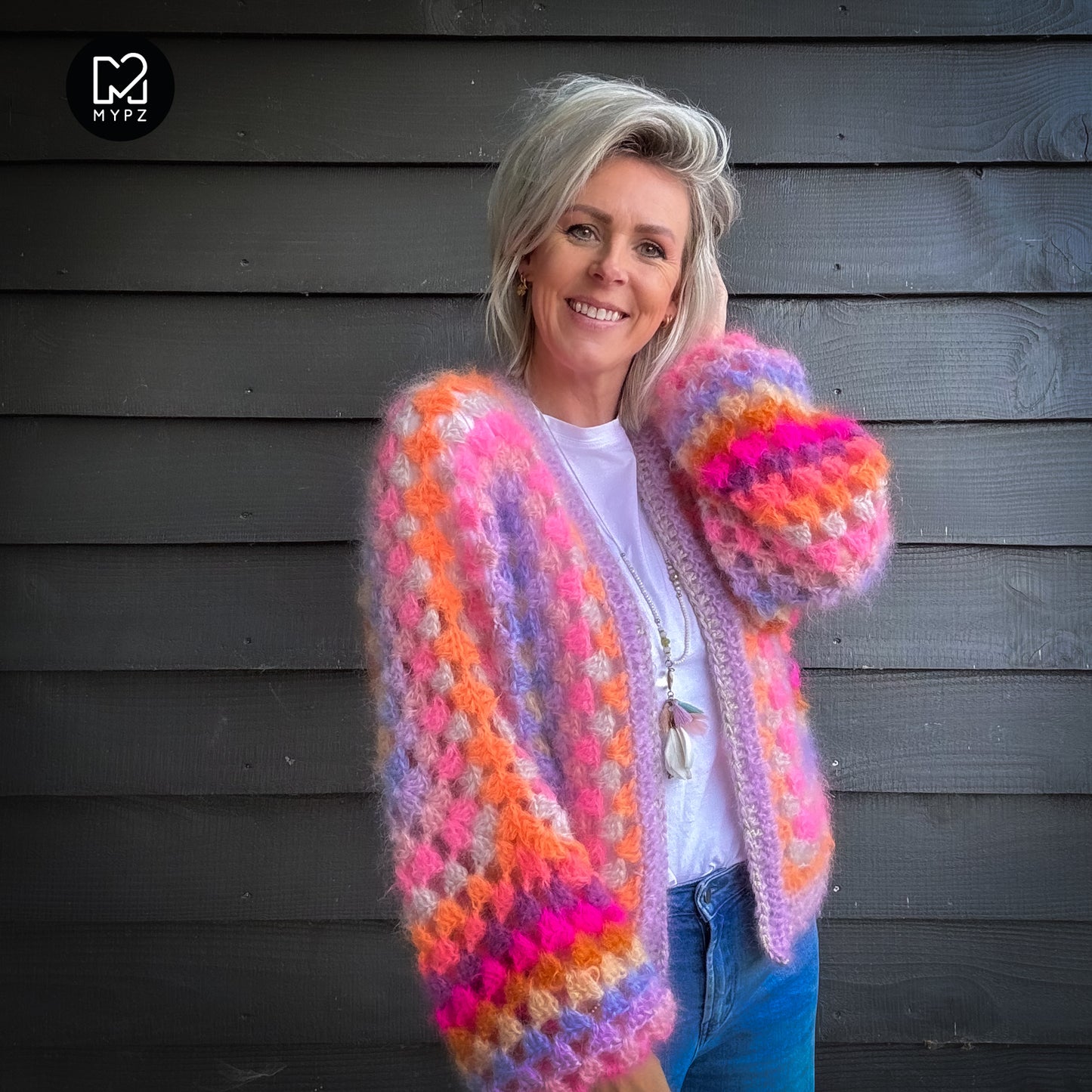 Modèle de crochet - Cardigan hexagone MYPZ Pink Vibes (ENG-NL-DE-FR)