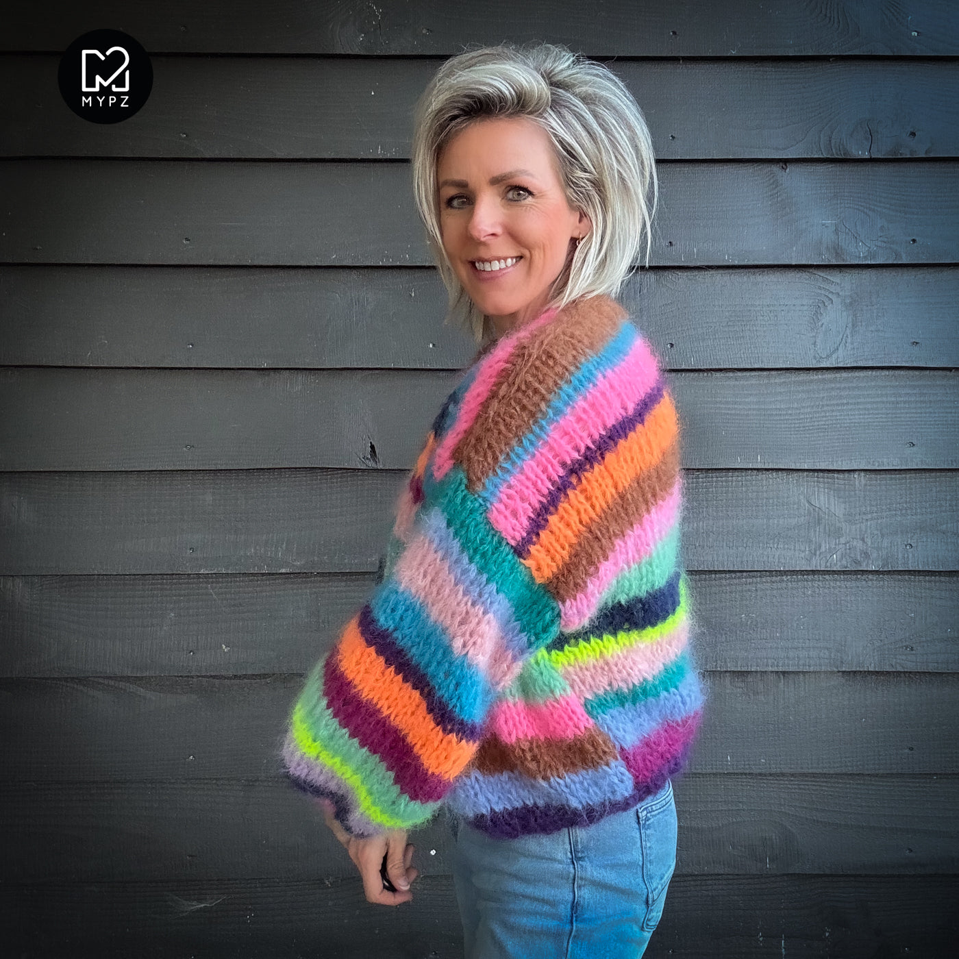 Knitting Kit – Chunky Mohair Cardigan Rainbow Medley No.12 (ENG-NL-DE)