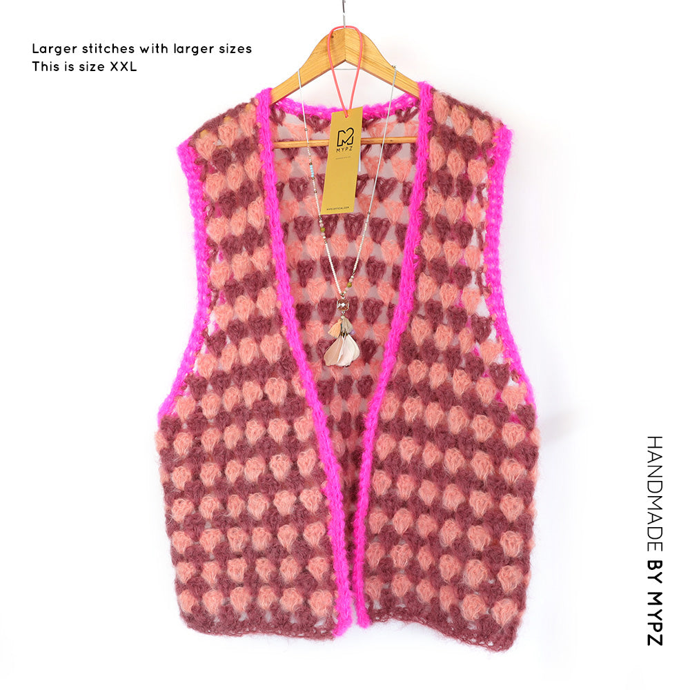 Crochet kit - MYPZ Mohair Granny stripes Gilet Milano (ENG-NL)