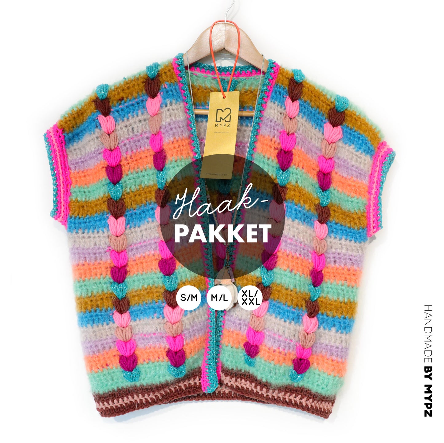 Kit de crochet - Chunky Mohair-merino gilet Heartbeat (ENG-NL-DE-FR)