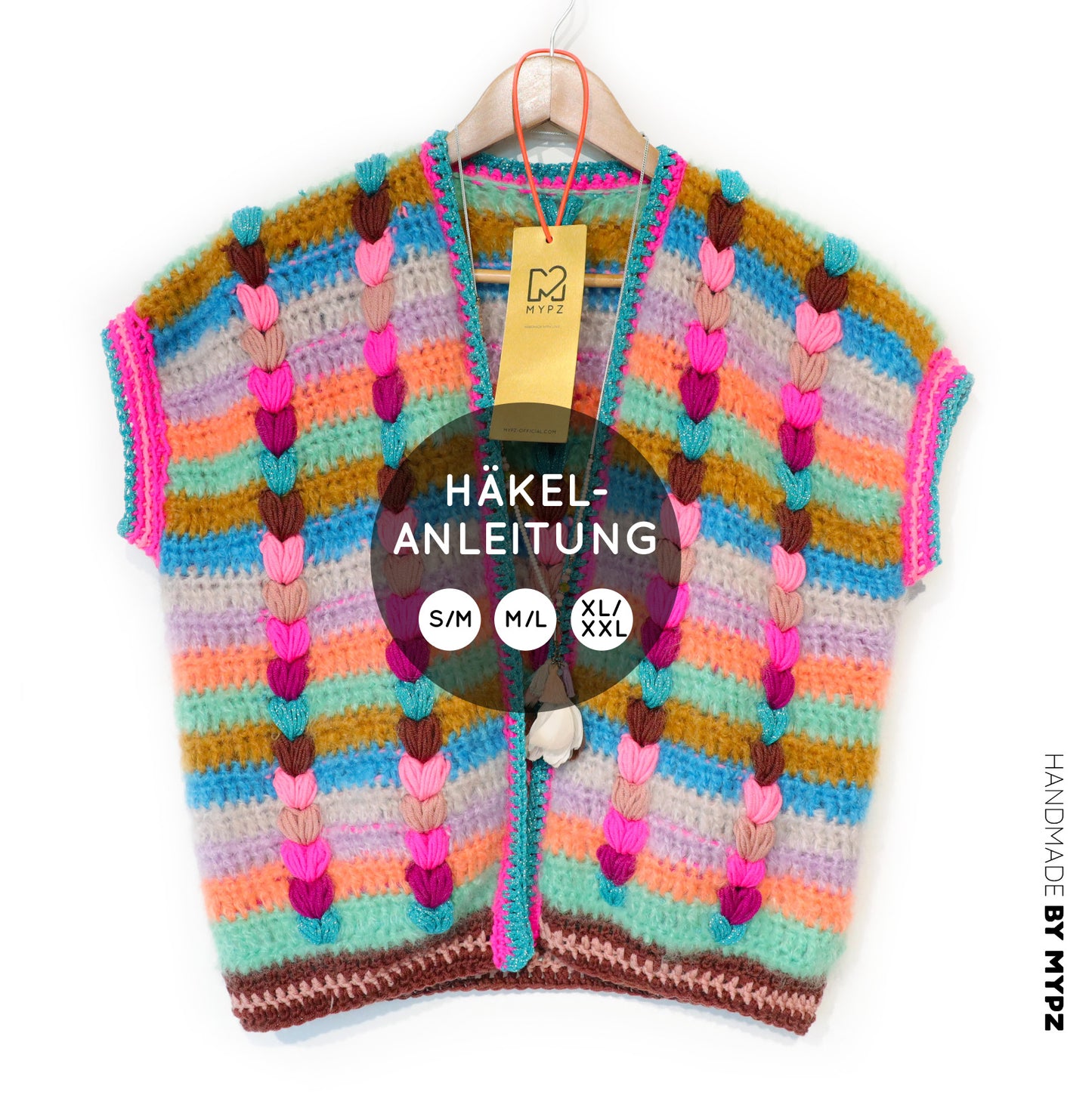 Patron de crochet - Chunky Mohair-merino Gilet Heartbeat (ENG-NL-DE-FR)