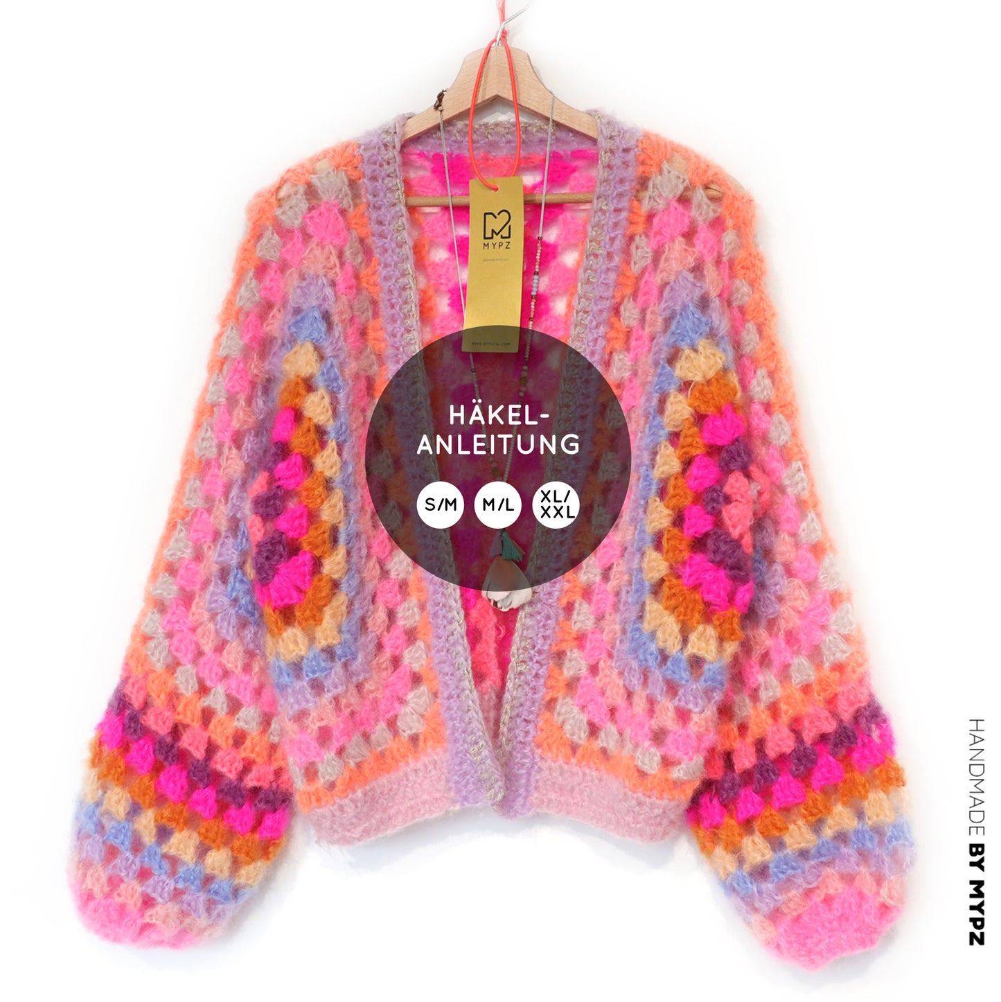 Modèle de crochet - Cardigan hexagone MYPZ Pink Vibes (ENG-NL-DE-FR)