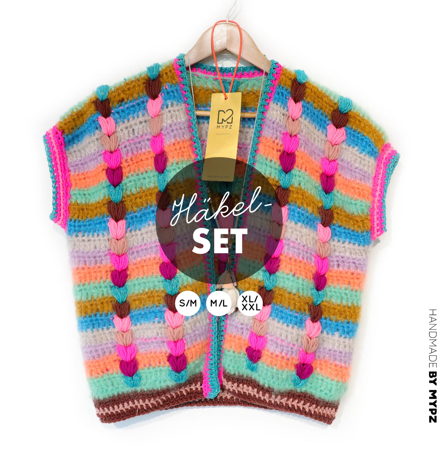 Kit de crochet - Chunky Mohair-merino gilet Heartbeat (ENG-NL-DE-FR)