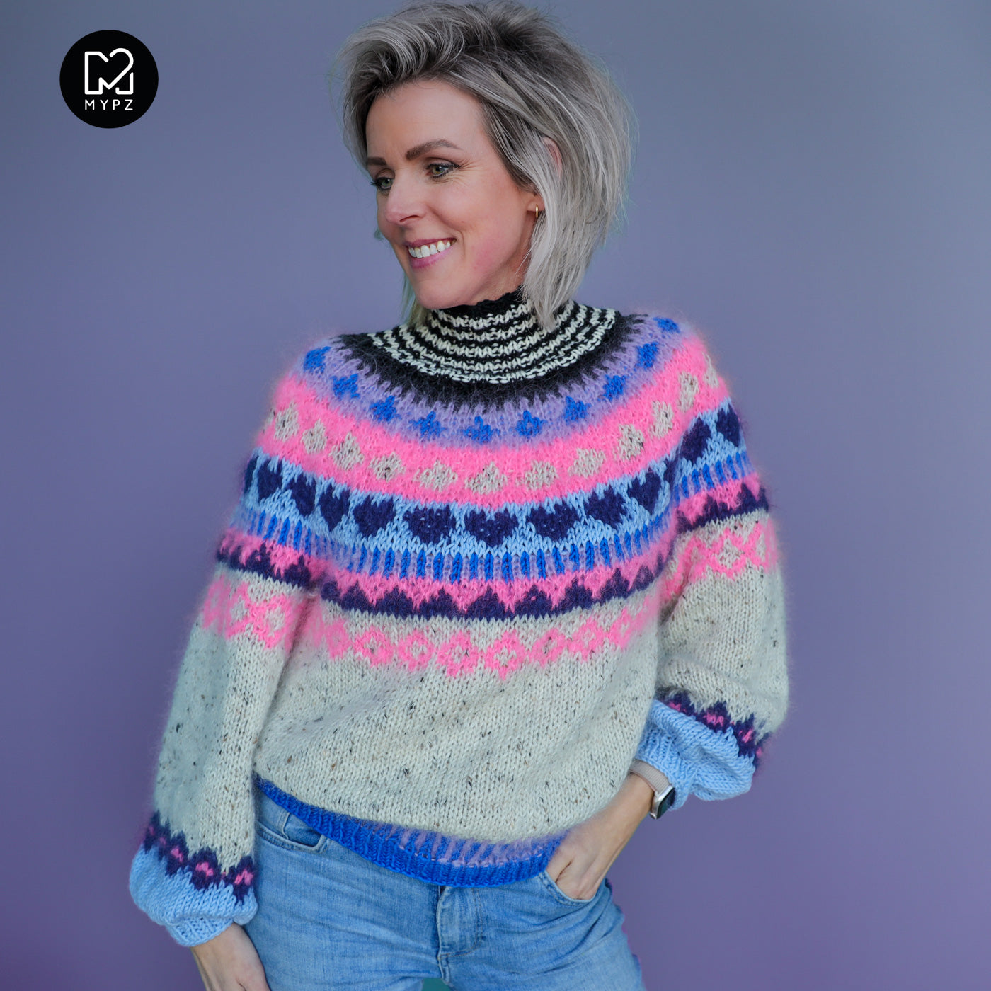 Knitting Kit – MYPZ top-down sweater Blue Heart No6 (ENG-NL-DE)