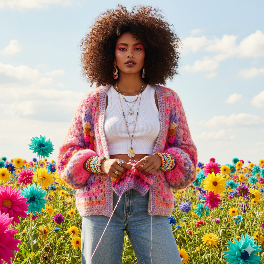 Modèle de crochet - Cardigan hexagone MYPZ Pink Vibes (ENG-NL-DE-FR)