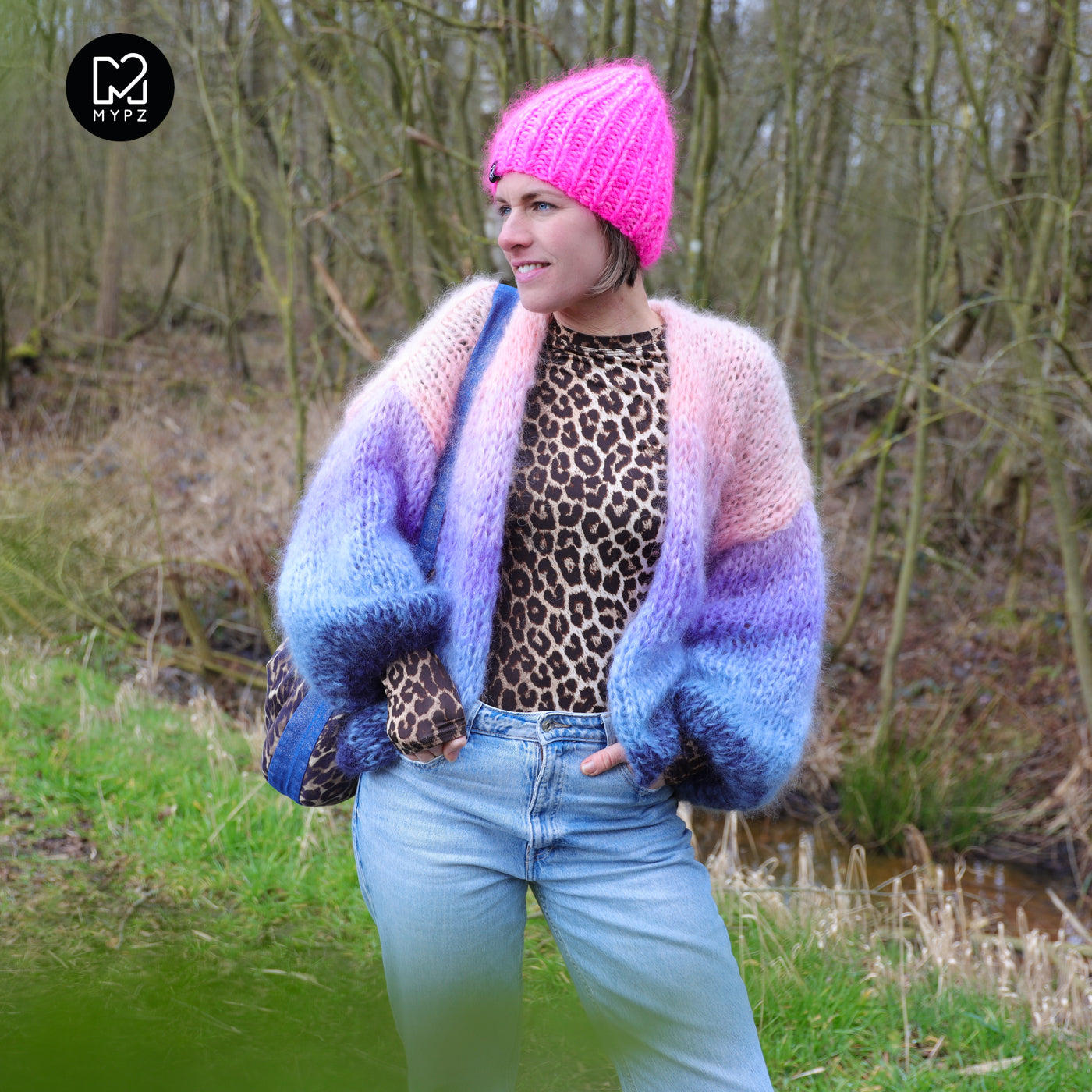 Kit de tricot – Cardigan en mohair épais MYPZ Blue Sky n°15 (ENG-NL-DE-FR-ES)