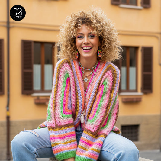 Kit de crochet - MYPZ Cardigan Hexagone Vibrant Soul (ENG-NL-DE-FR-ES)