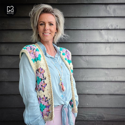 MYPZ Chunky woolen Granny Gilet Sea