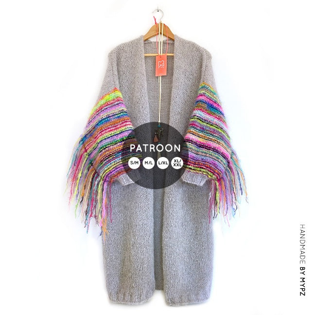 MYPZ breipatroon festival cardigan light grey