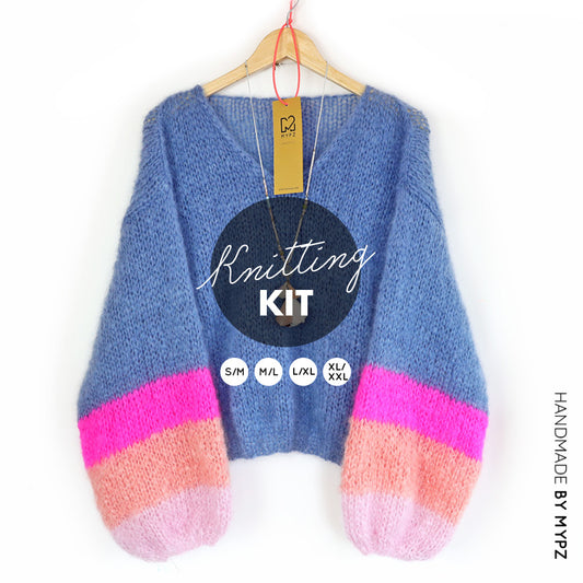 Knitting Kit – MYPZ Basic Light Mohair v-neck Pullover Bluish no10 (ENG-NL)
