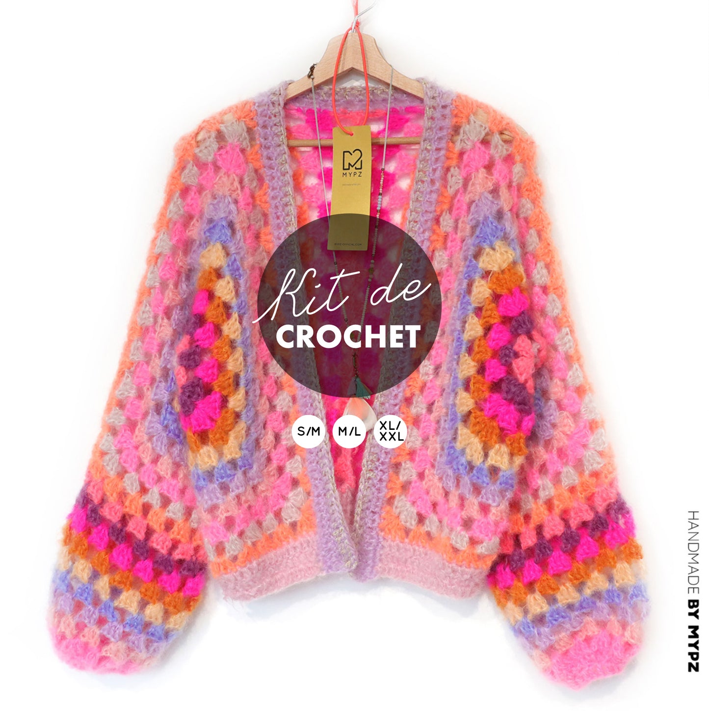 Kit de Crochet - MYPZ Hexagon Cardigan Pink Vibes (ENG-NL-DE-FR)