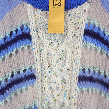 Knitting kit – MYPZ  Light Alpaca Mohair Top Cable Heart Blue No10 (ENG-NL-DE)