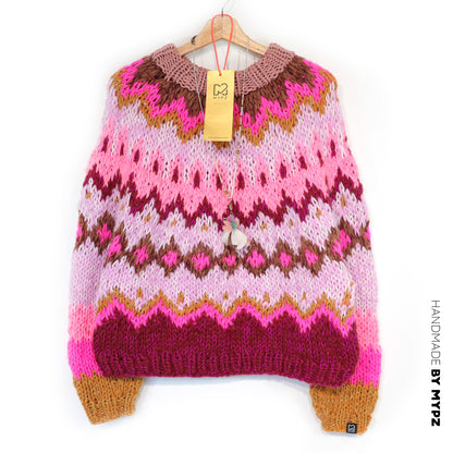 Patron de tricot - MYPZ Chunky Topdown Alpaca Pullover Raspberry n° 12 (ENG-DE-NL-ES-FR-IT-DA-SV-NO)