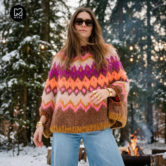 Patron de tricot – MYPZ Chunky Topdown Mohair Poncho Brownberry No.12 (ENG-DE-NL-ES-FR-IT-DA-SV-NO)