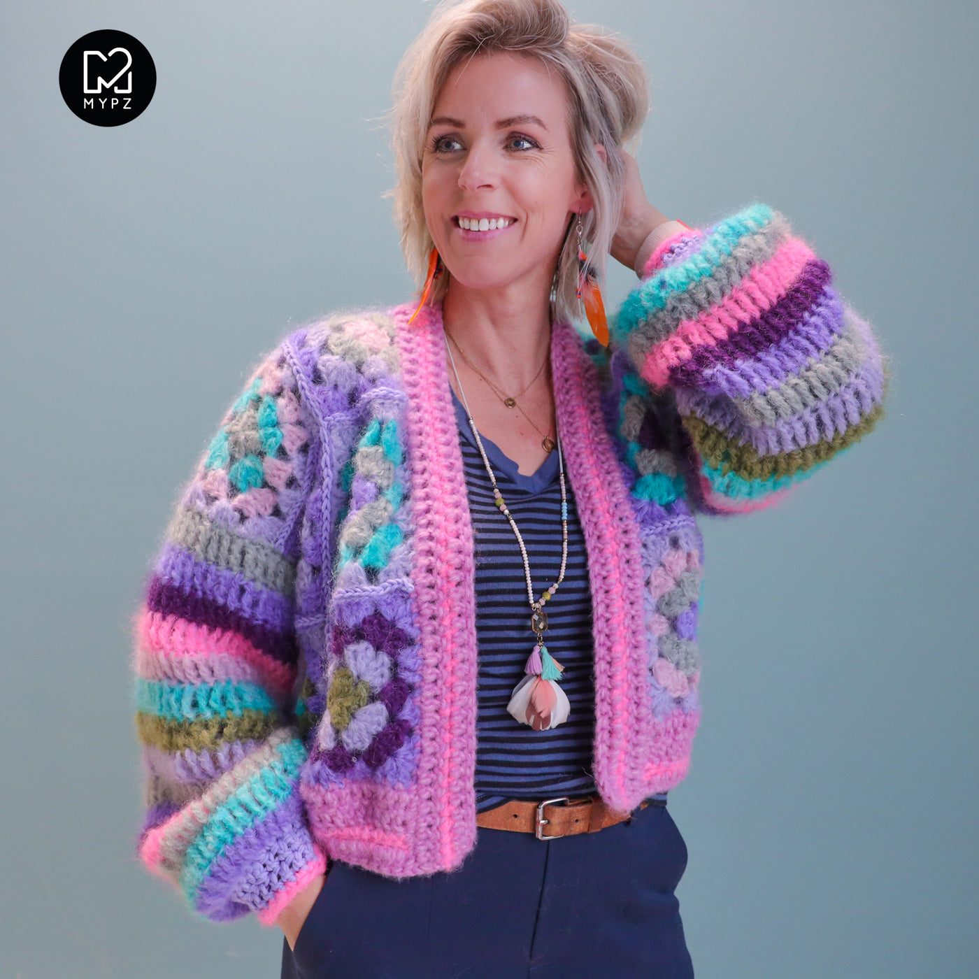 Crochet kit - MYPZ Granny mohair cardigan Purple Candy (ENG-NL-DE)