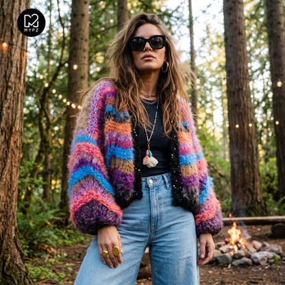 Knitting Kit – Short Chunky Mohair Cardigan Maple Wave No.12 (ENG-DE-NL-ES-FR-IT-DA-SV-NO)
