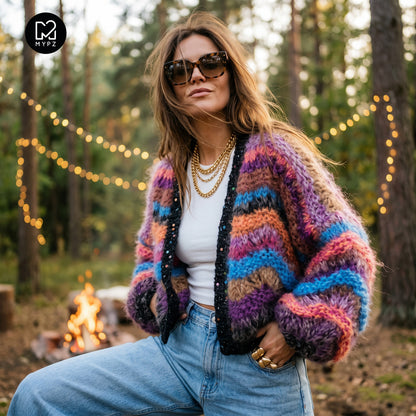 Knitting Kit – Short Chunky Mohair Cardigan Maple Wave No.12 (ENG-DE-NL-ES-FR-IT-DA-SV-NO)