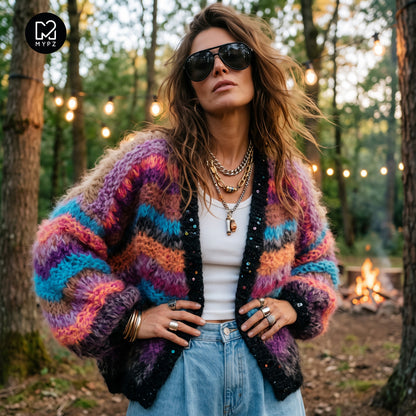 Knitting Kit – Short Chunky Mohair Cardigan Maple Wave No.12 (ENG-DE-NL-ES-FR-IT-DA-SV-NO)