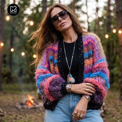 Knitting Kit – Short Chunky Mohair Cardigan Maple Wave No.12 (ENG-DE-NL-ES-FR-IT-DA-SV-NO)