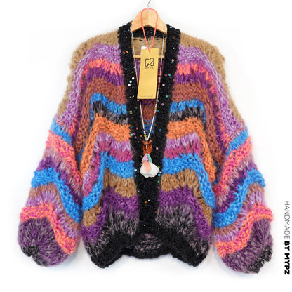 Knitting Kit – Short Chunky Mohair Cardigan Maple Wave No.12 (ENG-DE-NL-ES-FR-IT-DA-SV-NO)