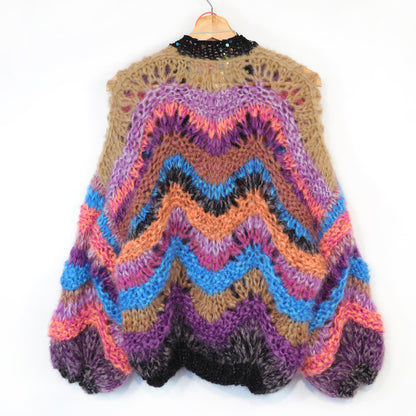 Knitting Kit – Short Chunky Mohair Cardigan Maple Wave No.12 (ENG-DE-NL-ES-FR-IT-DA-SV-NO)