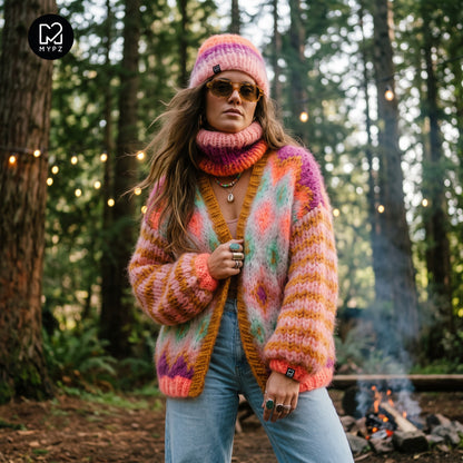 Patron de tricot - veste en mohair épais Flora n°12 (ENG-DE-NL-ES-FR-IT-DA-SV-NO)