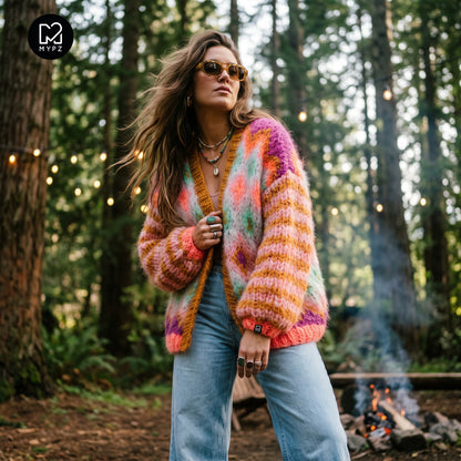 Patron de tricot - veste en mohair épais Flora n°12 (ENG-DE-NL-ES-FR-IT-DA-SV-NO)