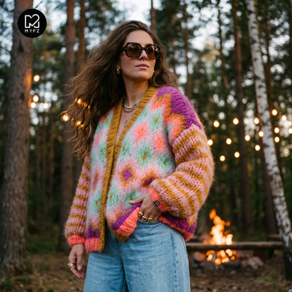 Patron de tricot - veste en mohair épais Flora n°12 (ENG-DE-NL-ES-FR-IT-DA-SV-NO)