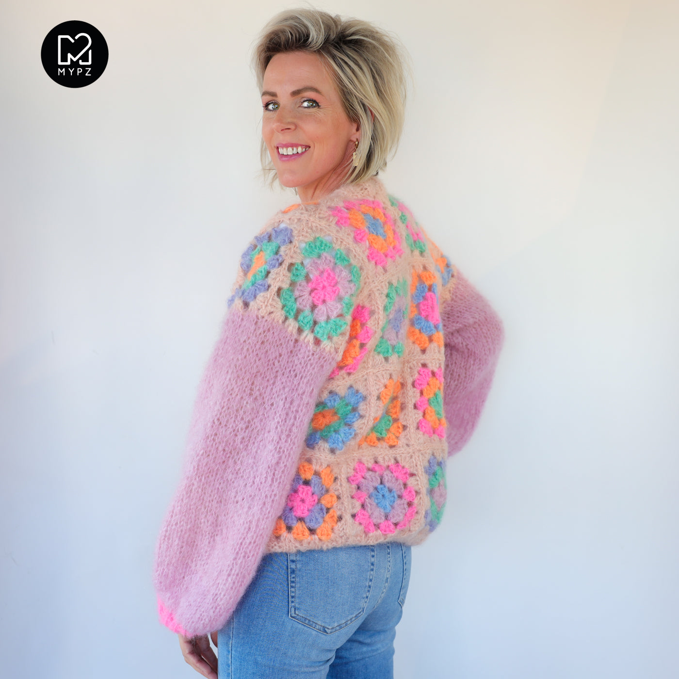 MYPZ Chunky Mohair Granny square cardigan Marshmallow