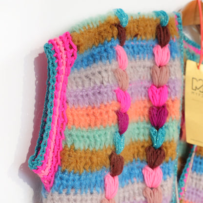 Patron de crochet - Chunky Mohair-merino Gilet Heartbeat (ENG-NL-DE-FR)