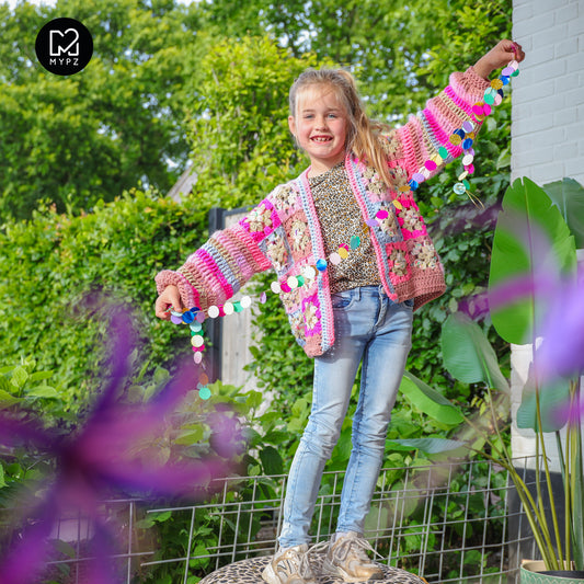 Patron de crochet - Gilet Fusion à fleurs granny pour enfants (ANG-NL)