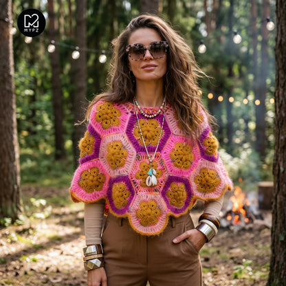 Patron de crochet - MYPZ Poncho Pecan (ENG-DE-NL-ES-FR-IT-DA-SV-NO)