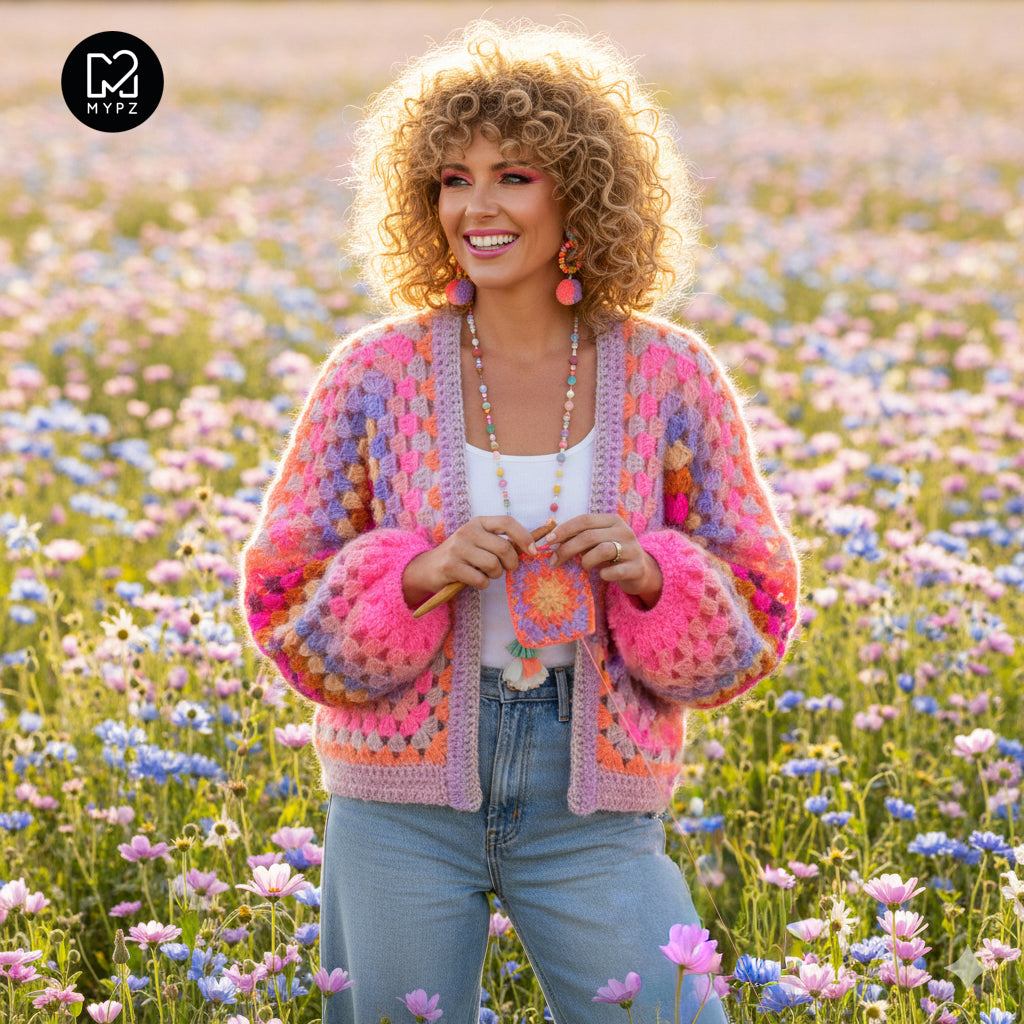 Crochet pattern - MYPZ Hexagon Cardigan Pink Vibes (ENG-NL-DE-FR)