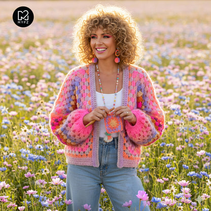 Crochet pattern - MYPZ Hexagon Cardigan Pink Vibes (ENG-NL-DE-FR)