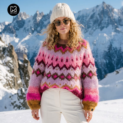 Patron de tricot - MYPZ Chunky Topdown Alpaca Pullover Raspberry n° 12 (ENG-DE-NL-ES-FR-IT-DA-SV-NO)